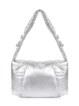 NICK&NICOLE Square Padded Metallic Shoulder Bag [Silver]