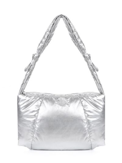 NICK&NICOLE Square Padded Metallic Shoulder Bag [Silver]