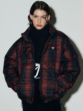 NICK&NICOLE Tartan Check Puffer Padding Jacket [Red]