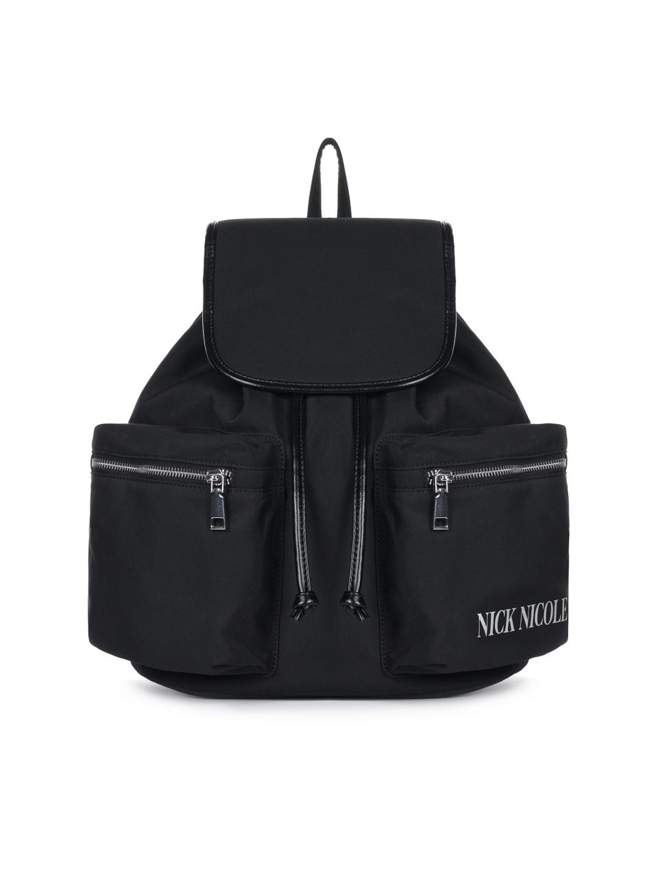 NICK&NICOLE Two Pocket Water-resistant Minimalist Rucksack [Black]
