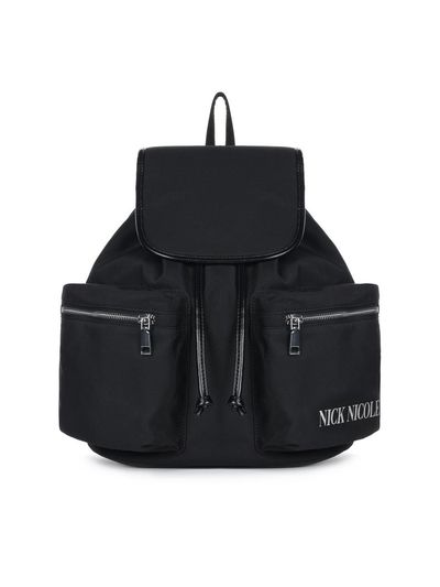 NICK&NICOLE Two Pocket Water-resistant Minimalist Rucksack [Black]