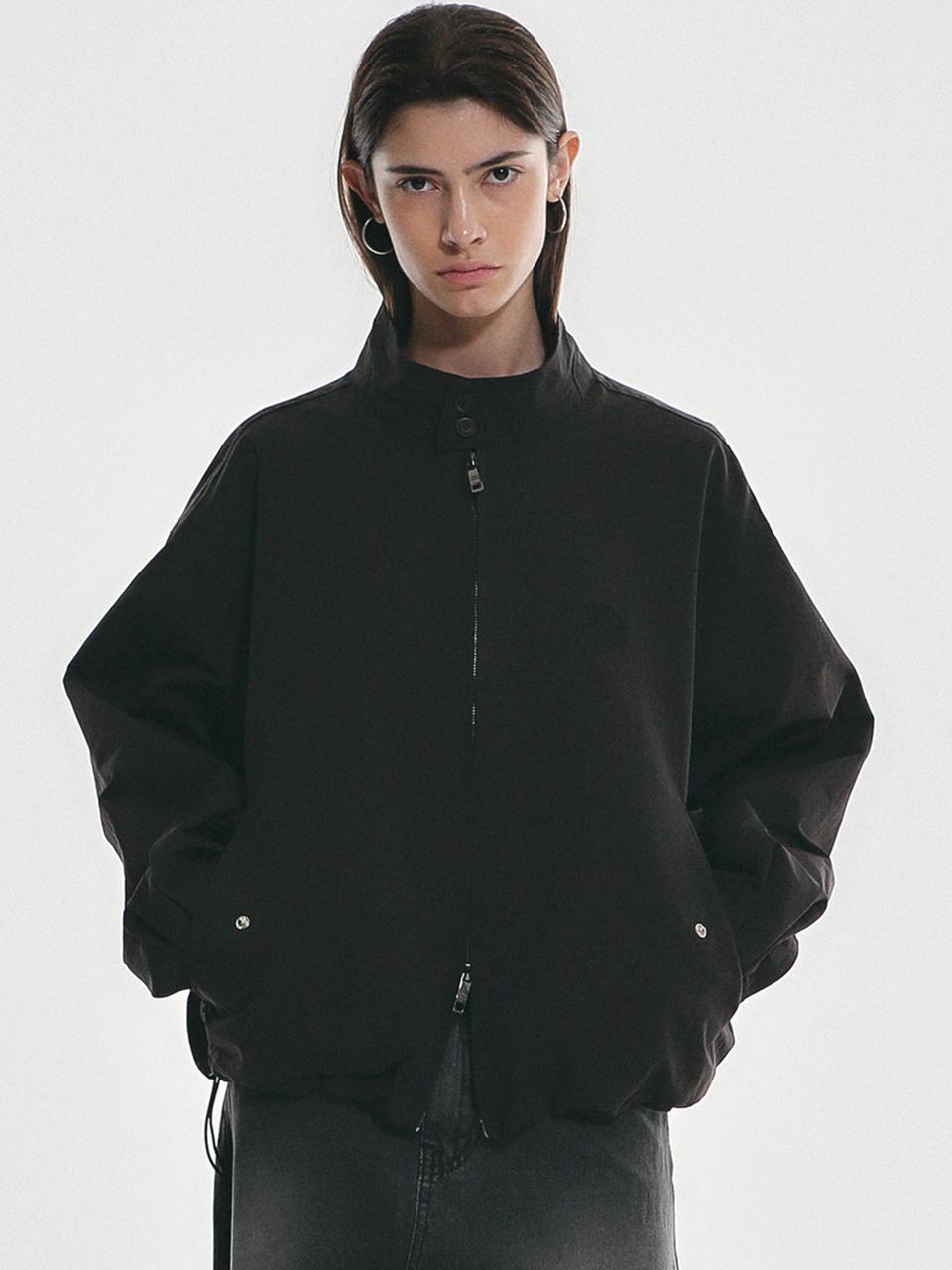 NICK&NICOLE Two Way Wind Baracuta Cotton Nylon Jumper [Black]