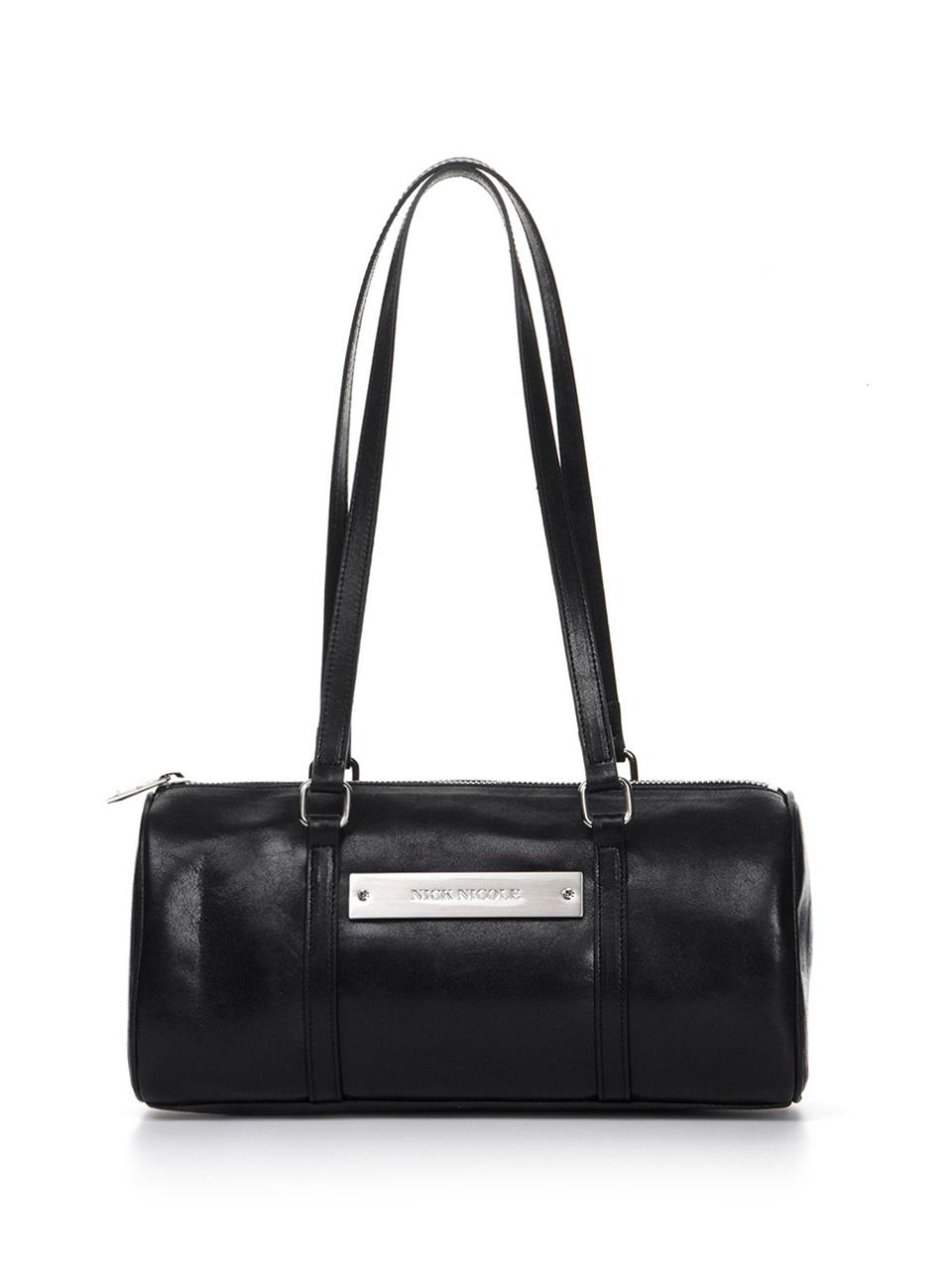 NICK&NICOLE VINTAGE LEATHER CRYSTAL BOSTON BAG [BLACK]