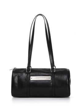 NICK&NICOLE VINTAGE LEATHER CRYSTAL BOSTON BAG [BLACK]