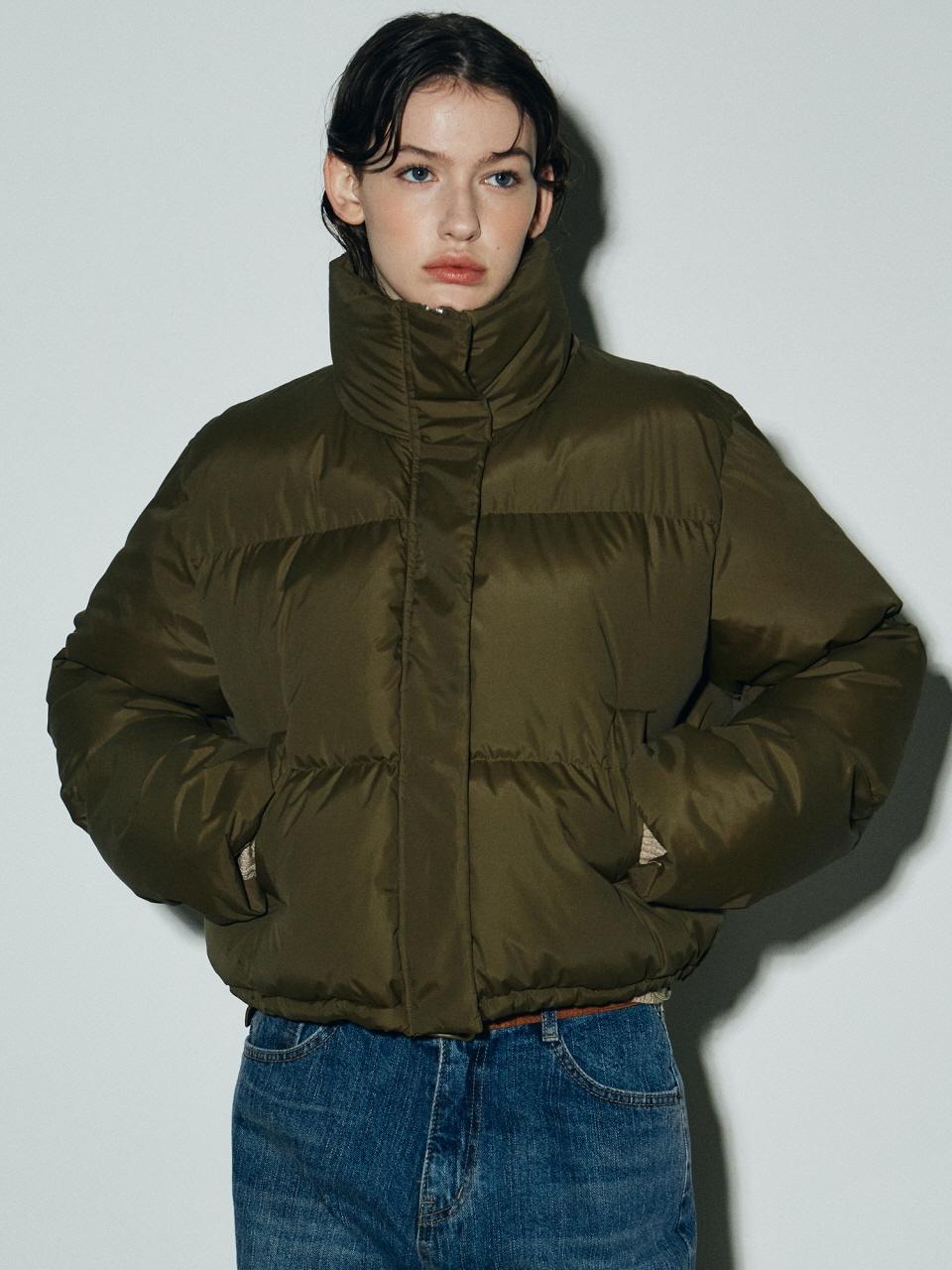 NICK&NICOLE Volume Puffer Short Cropped Padding [Khaki]