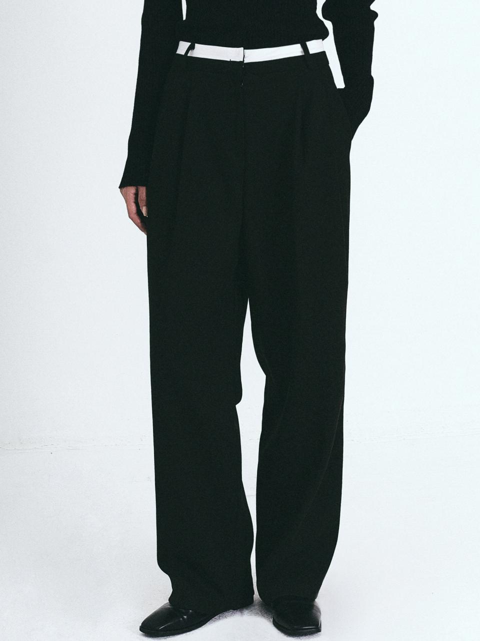 NICK&NICOLE Warm Double Waistband Wide-leg Slacks [Beige]