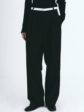 NICK&NICOLE Warm Double Waistband Wide-leg Slacks [Beige]