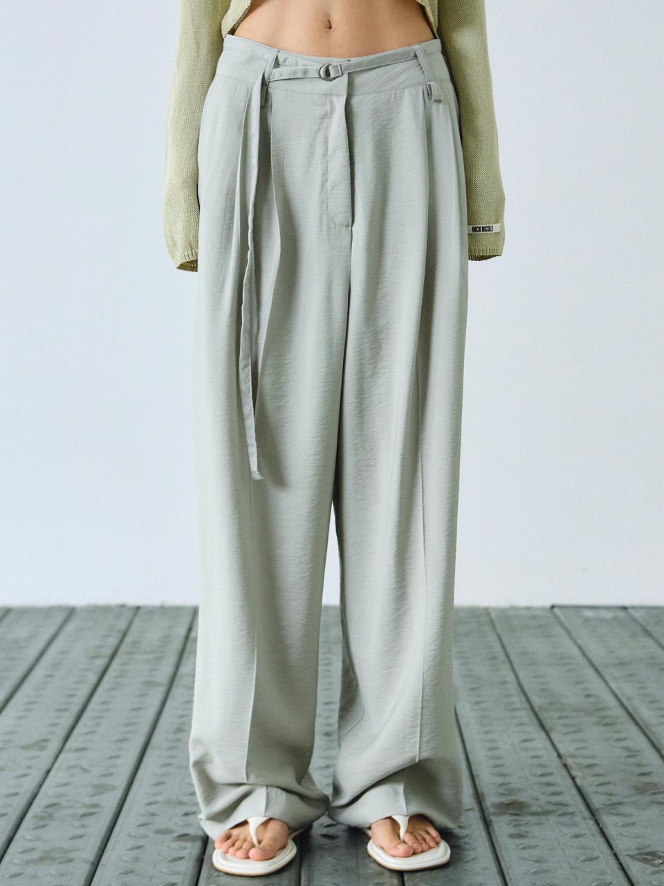 NICK&NICOLE Wide Banding Belted Slacks [Gray]