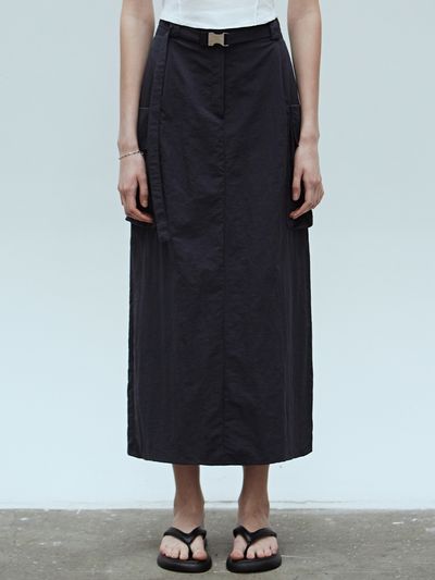 NICK&NICOLE Wind Cargo Belt Skirt_Charcoal