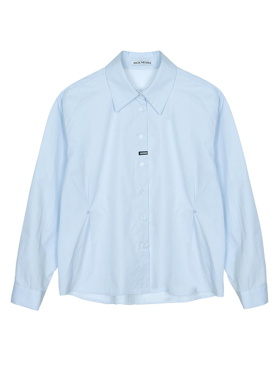 NICK&NICOLE Wrinkle Sleeve Label Shirt [Sky Blue]
