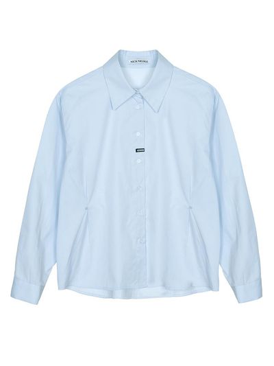 NICK&NICOLE Wrinkle Sleeve Label Shirt [Sky Blue]