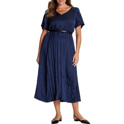 NIC+ZOE NIC+ZOE Bella Belted Crushed Satin Midi Dress