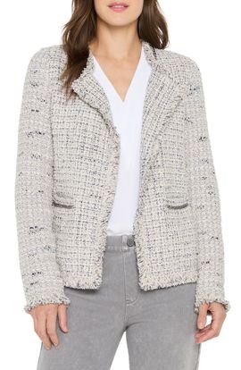 NIC+ZOE NIC+ZOE Chain Trim Fringe Mix Knit Jacket