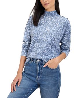 Nic+zoe Nic+Zoe Cheetah Print Mock Neck Sweater