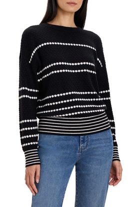 NIC+ZOE NIC+ZOE Circle Around Dotted Stripe Cotton Blend Sweater