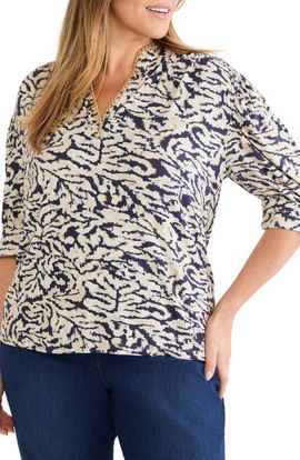 NIC+ZOE NIC+ZOE Contrast Print Top