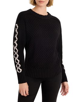 Nic+zoe Nic+Zoe Cotton Crisscross Stitch Sweater