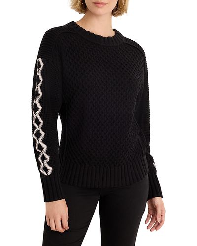 Nic+zoe Nic+Zoe Cotton Crisscross Stitch Sweater