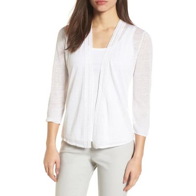 NIC+ZOE NIC+ZOE Crochet Trim Cardigan