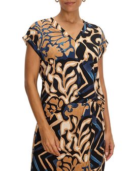 Nic+zoe Nic+Zoe Deco Blooms Cap Sleeve Top