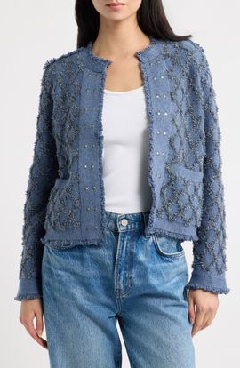 NIC+ZOE NIC+ZOE Diamond Fringe Knit Jacket