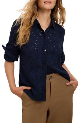NIC+ZOE NIC+ZOE Embroidered Eyelet Button-Up Shirt