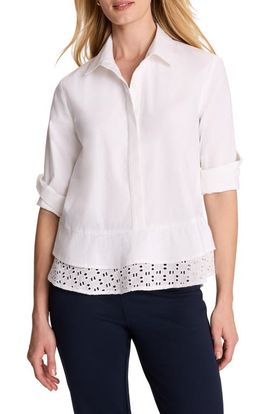 NIC+ZOE NIC+ZOE Eyelet Trim Shirt