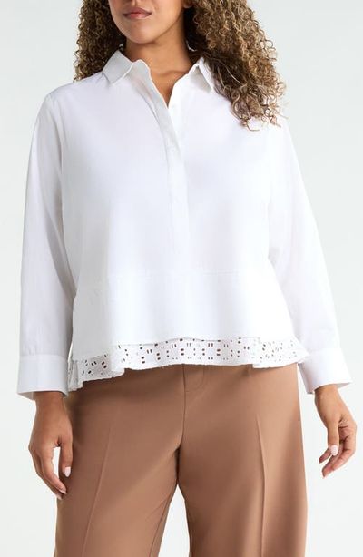 NIC+ZOE NIC+ZOE Eyelet Trim Stretch Cotton Popover Shirt