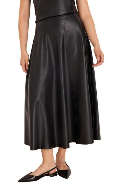 Nic+Zoe Faux Leather Seamed Midi Skirt