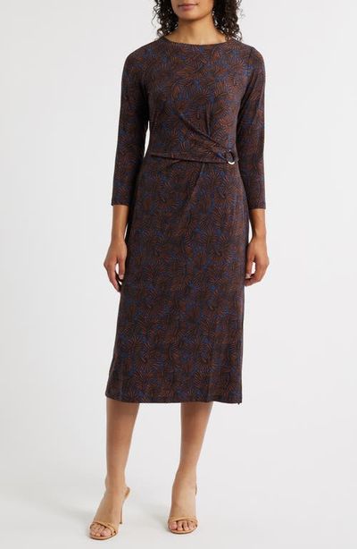 NIC+ZOE NIC+ZOE Feather Fern Long Sleeve Knit Midi Dress