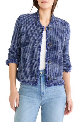 NIC+ZOE NIC+ZOE Fringe Knit Bomber Jacket