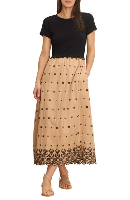 NIC+ZOE NIC+ZOE Hazel Mixed Media Embroidered Cotton Blend Dress