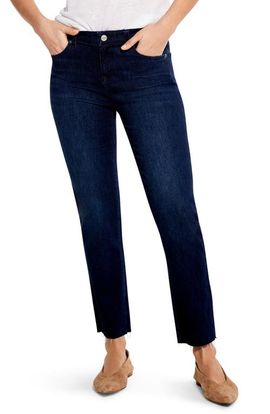 NIC+ZOE NIC+ZOE High Waist Raw Hem Ankle Straight Leg Jeans