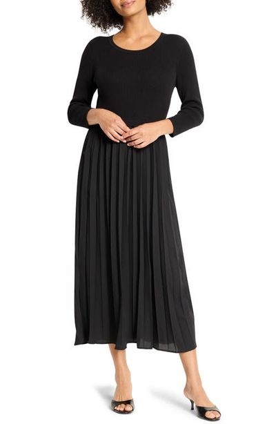 NIC+ZOE NIC+ZOE Kyrie Long Sleeve Pleated Mixed Media Maxi Dress