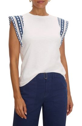 NIC+ZOE NIC+ZOE Lace Trim Cotton Slub Top
