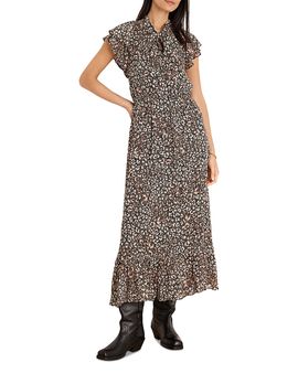 Nic+zoe Nic+Zoe Leo Georgette Tie Neck Maxi Dress