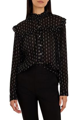 NIC+ZOE NIC+ZOE Mayfair Nights Ruffle Chiffon Shirt