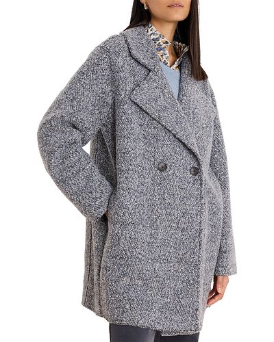 Nic+zoe Nic+Zoe Notch Lapel Mixed Boucle Knit Peacoat