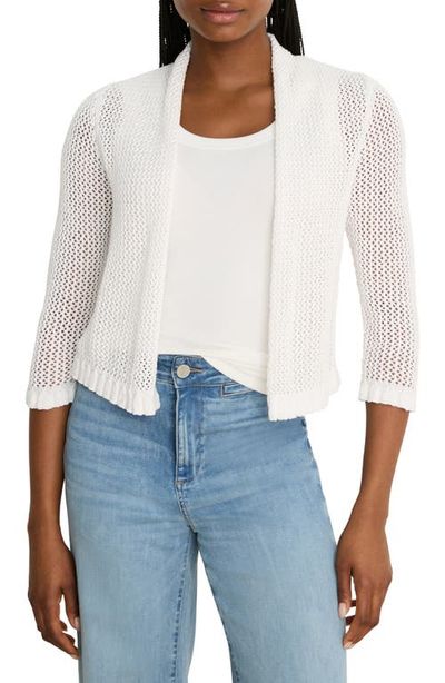 NIC+ZOE NIC+ZOE Openwork Knit Mesh Ruffle Trim Cardigan