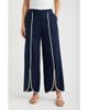 NIC+ZOE NIC+ZOE Piped High Waist Split Hem Cotton & Linen Pants - 1