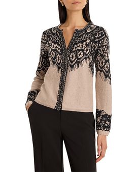 Nic+zoe Nic+Zoe Placed Lace Print Cardigan