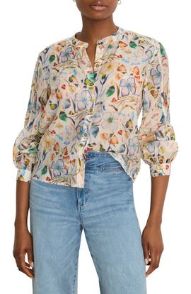 NIC+ZOE NIC+ZOE Pressed Flower Print Button-Up Shirt