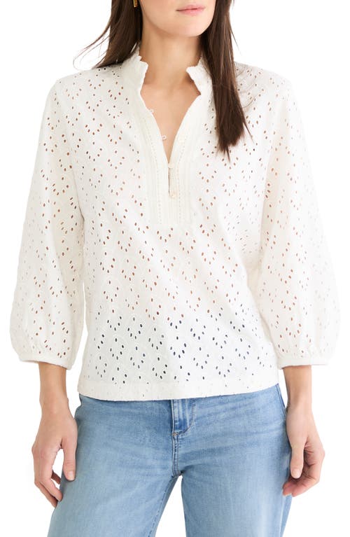NIC+ZOE NIC+ZOE Ruffle Neck Eyelet Top