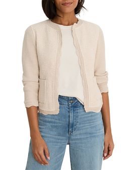 Nic+zoe Nic+Zoe Scalloped Trim Weave Mix Knit Jacket