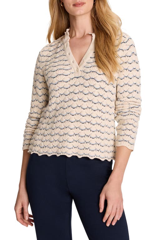 NIC+ZOE NIC+ZOE Scalloped Tuck Stitch Cotton Crop Sweater