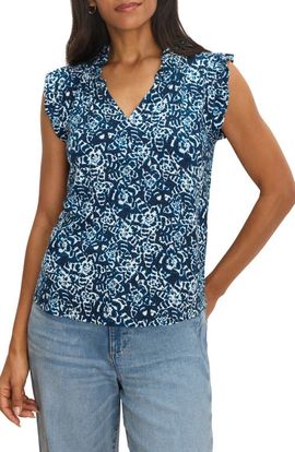 NIC+ZOE NIC+ZOE Shibori Print Ruffle Sleeveless Top