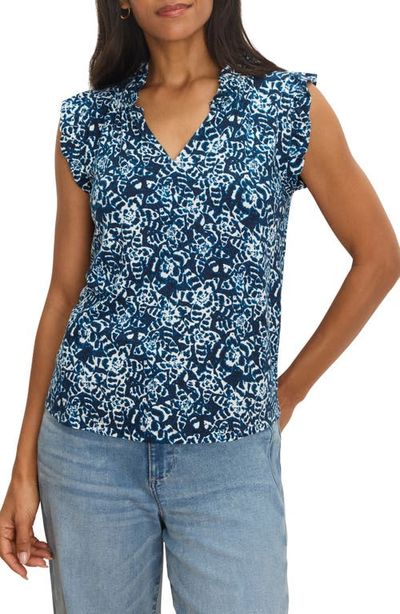 NIC+ZOE NIC+ZOE Shibori Print Ruffle Sleeveless Top