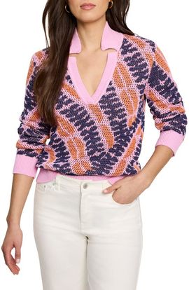 NIC+ZOE NIC+ZOE Squiggle Jacquard Mesh Sweater