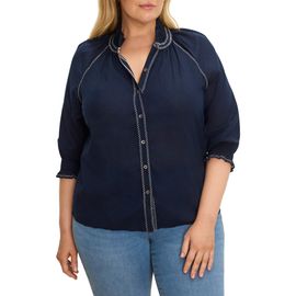 NIC+ZOE NIC+ZOE Zigzag Stitch Button-Up Shirt