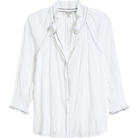 NIC+ZOE NIC+ZOE Zigzag Stitch Crinkle Cotton Button-Up Shirt
